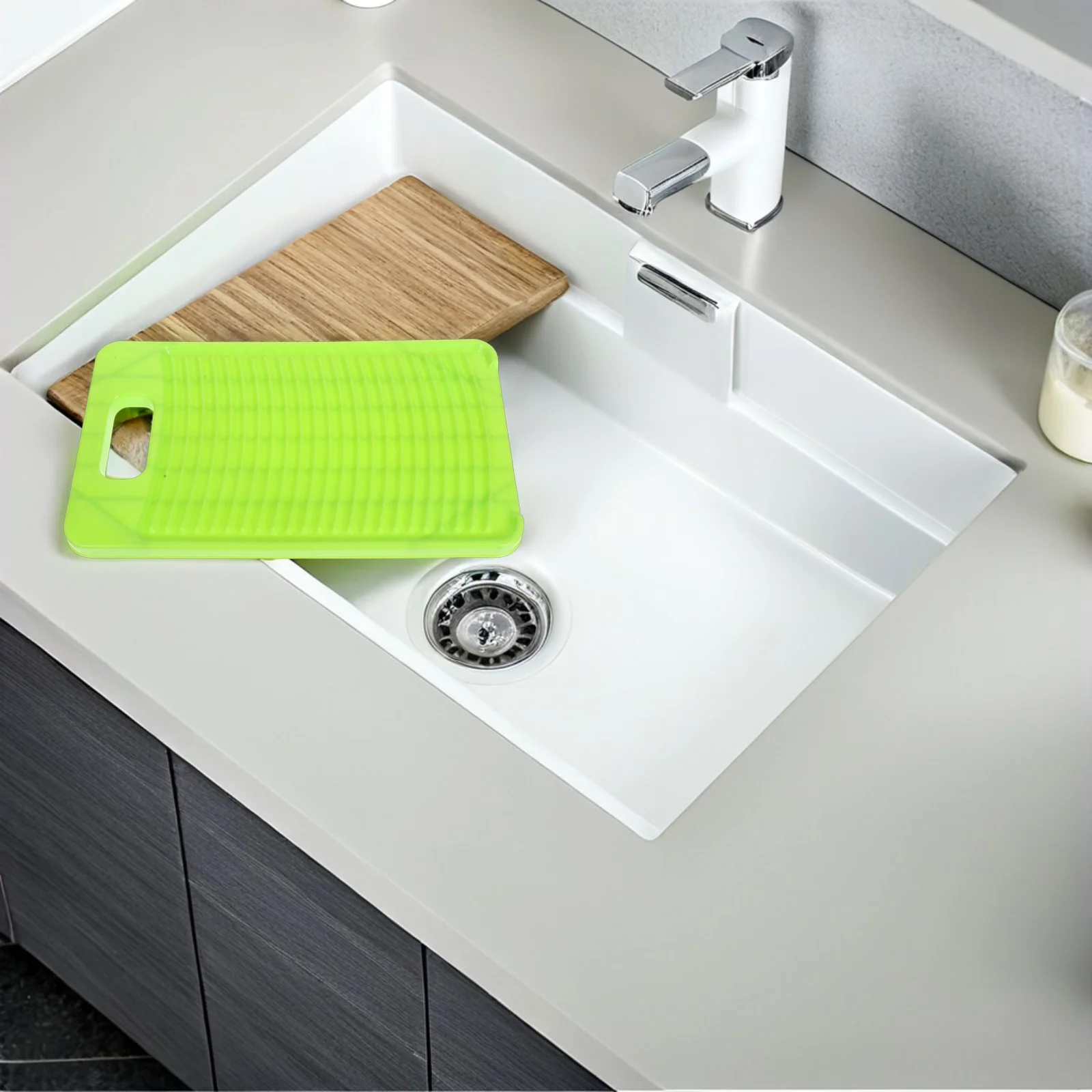 

Plastic Washing Board Green Color Durable Material Save Water Electricity Great for Travel Camping Cleaning Supplies Home Decor