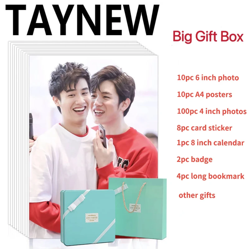 Thai Taynew Poster+Photo+Calendar+Bookmark+Card Stickers+Badge Stationary Set, Lin Yang Tawan Zheng Mingxin Tin Box Gift Package