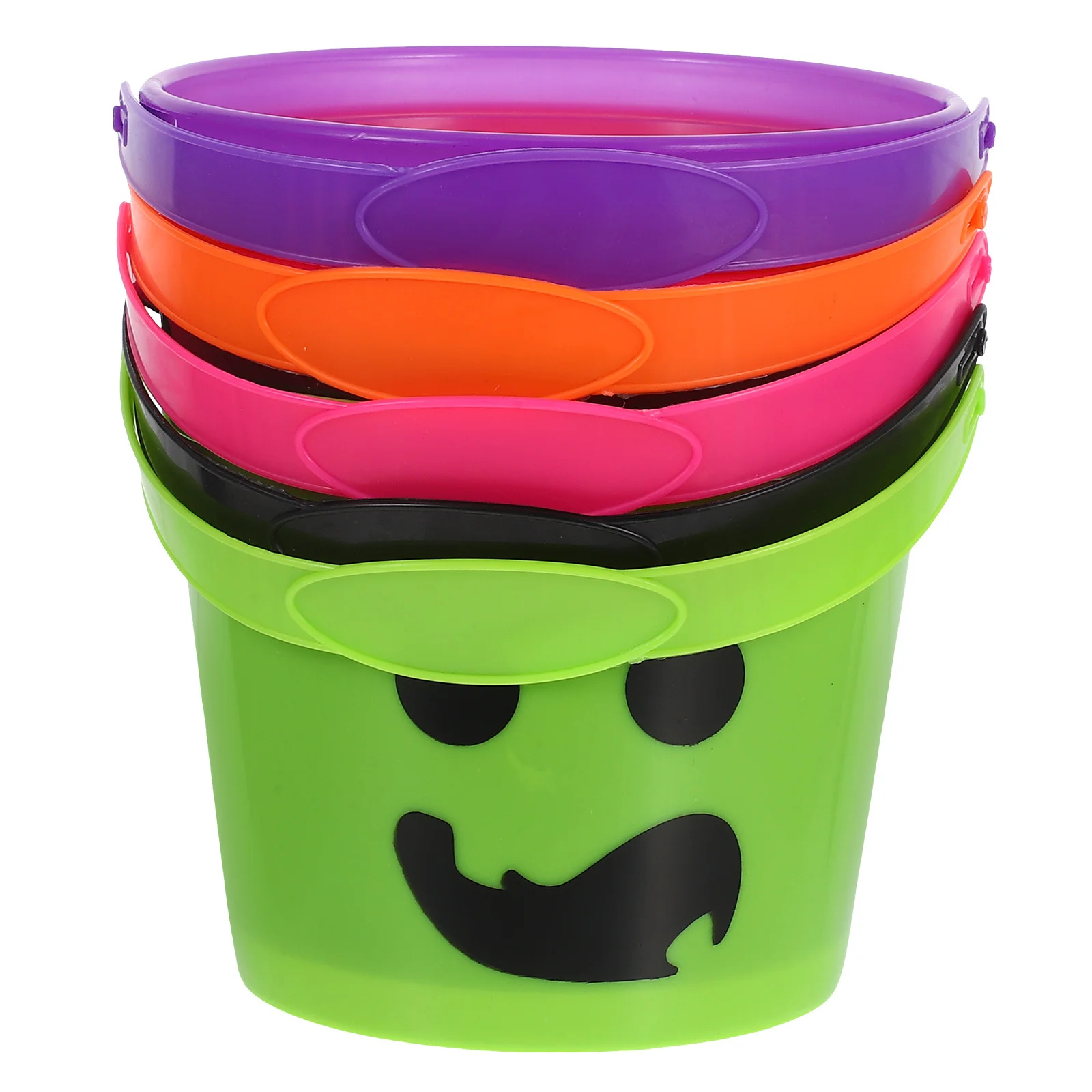 

5Pcs Halloween Plastic Pumpkin Candy Buckets Colorful Trick Treat Pail Jack O Lantern Basket Party Use Plastic Pumpkin Basket