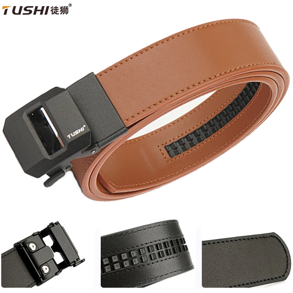 

TUSHI Stylish Tactical Belt for Men Metal Automatic Buckle Military Belt Work Belt High-quality Genuine Leather Belt Accessories
