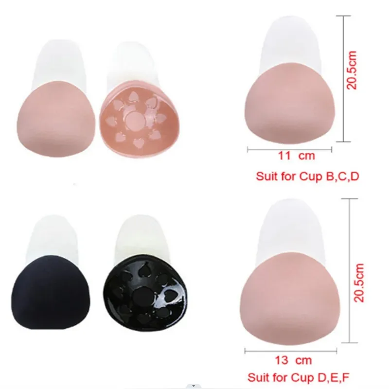 Women Push Up Bras Self Adhesive Silicone Strapless Invisible Bra Reusable Sticky Breast Lift Tape Round Nipple Cover Bra Pads