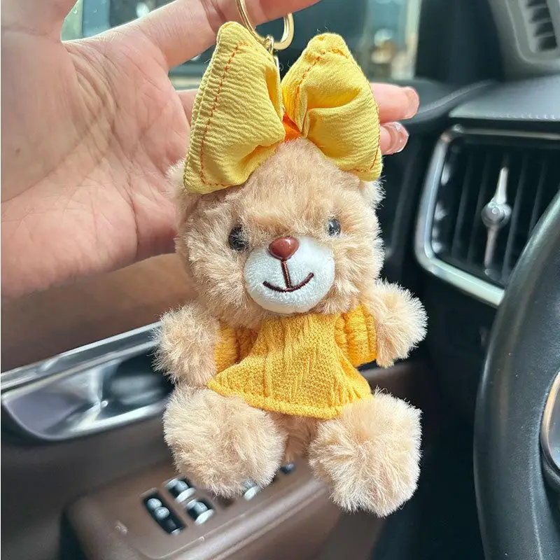 1 sztuka kokardka niedźwiedź lalki torba wisiorek pluszowy miś brelok DIY dekoracje Kawaii Cartoon wypchane zwierzęta zabawki