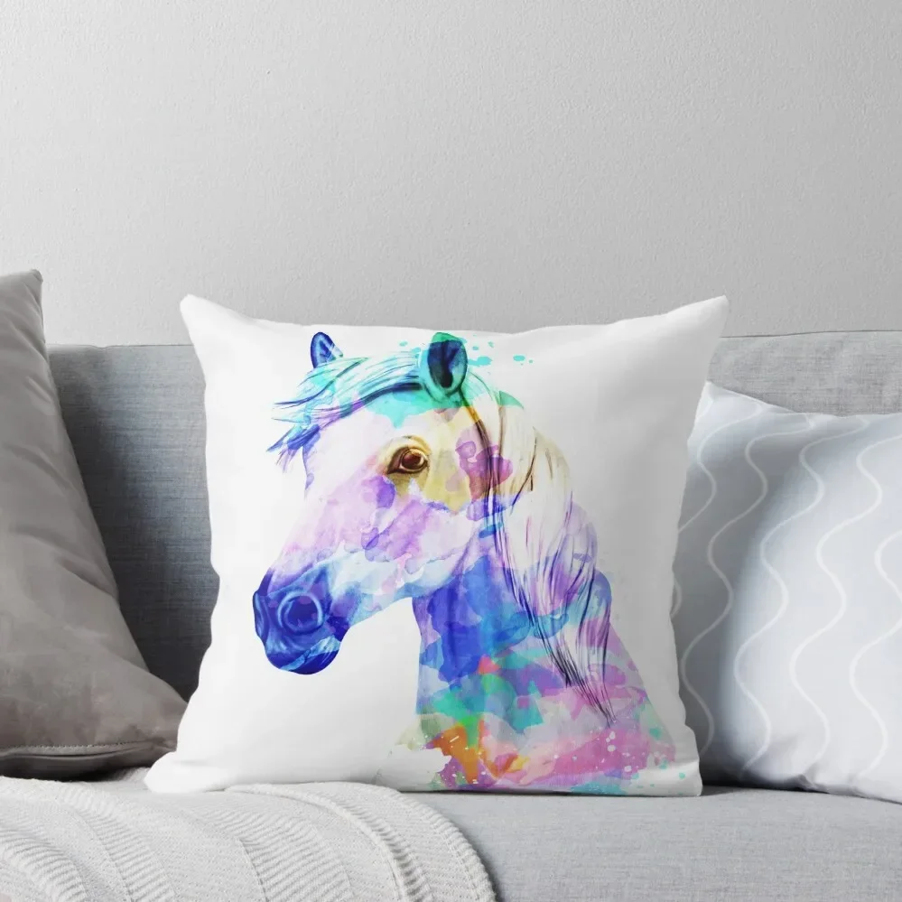 

Horse Watercolor Painting, Watercolor Horse, Horse art, Horse Portrait Throw Pillow Elastic Cover For Sofa pillow