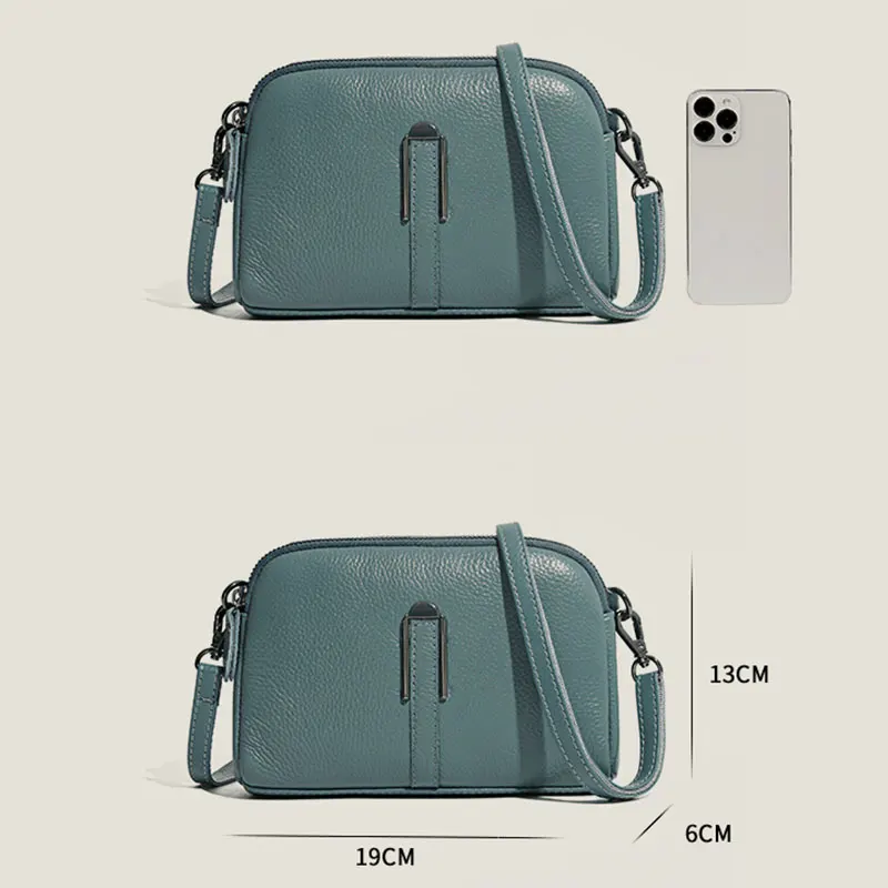 Bolso de cuero genuino de lujo para mujer, bolsa de mano femenina para teléfono, bolso de hombro cruzado, 2022