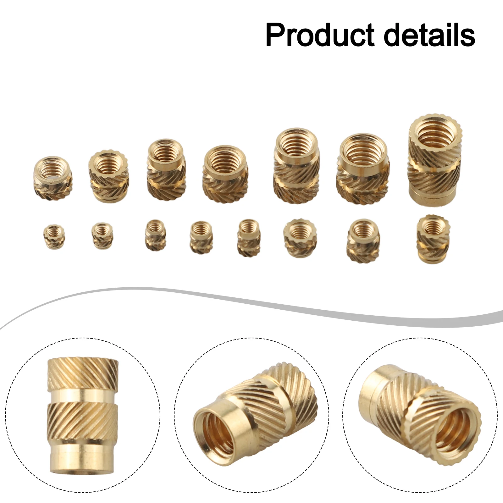 300pcs Threaded Insert M2 M2.5 for m3 M5 for m6 Insert Nut Brass Threaded Bushings Internal Thread Knurled Nuts Tools Parts