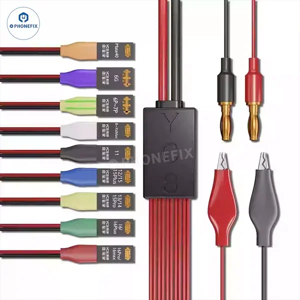 YCS-D01 10-in-1 Charging Boot DC Power Detection Line For iPhone 6-16ProMax Huawei Mate40 Battery Mainboard Testing Power Cord