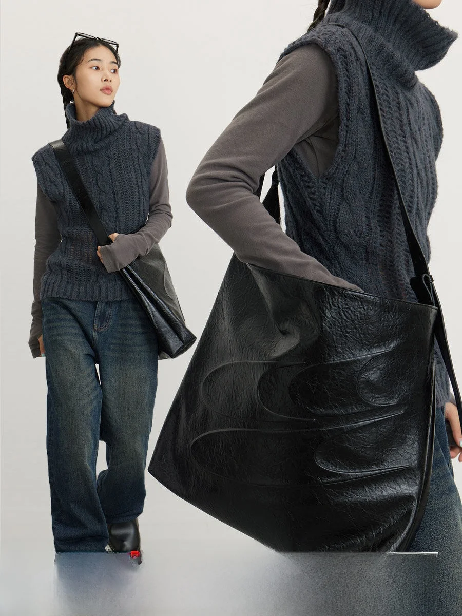 

Crnenter Bla Large Capaci Adjustable oulder Strap Tote Bag Casual Sle Magnetic Bule Closure Soft PU Leather