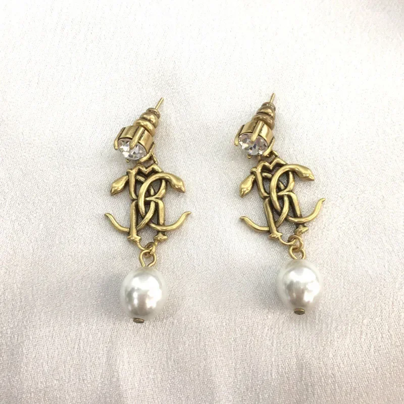 Double Spirit Snake Pearl Earrings Female High-level Sense of Personality Temperament Diamond-set Snake Earrings for Gift