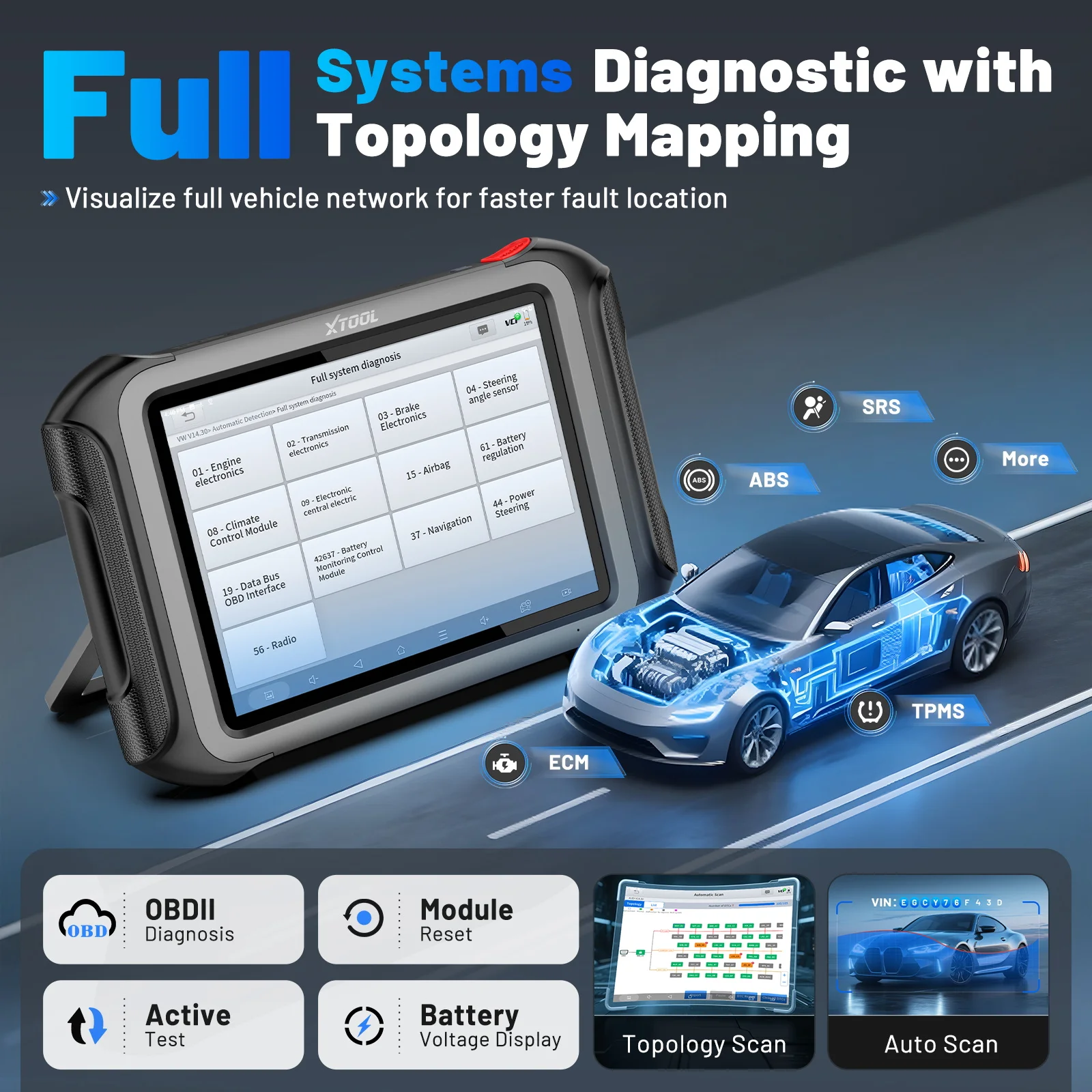 XTOOL D9S PRO D9SPRO WIFI Diagnostic Tool ECU Programmer Automotive Scanner Topology Map VAG Guided 45+Resets FCA/CANFD/DOIP