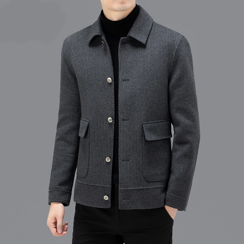 Men's Jacket 2023 Autumn/Winter New Fashion Versatile Stripe Middle Aged Coat