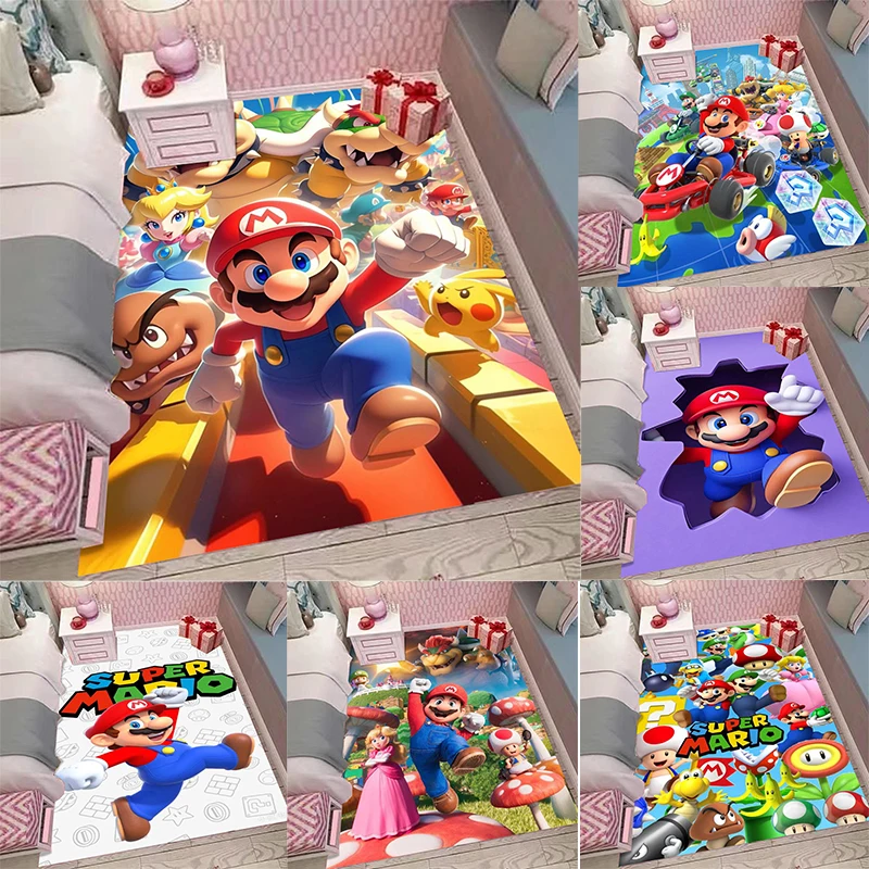 Тематический ковер MINISO-Mario, узоры персонажей Марио с рисунком грибов Марио, уютный мягкий напольный коврик для украшения дома