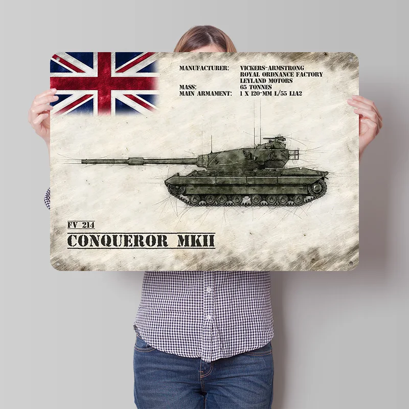 Affiche imprimée en texture 3D Conqueror, plaque en métal vintage personnalisée pour décoration murale, décoration de bureau, décoration de chambre, décoration intérieure