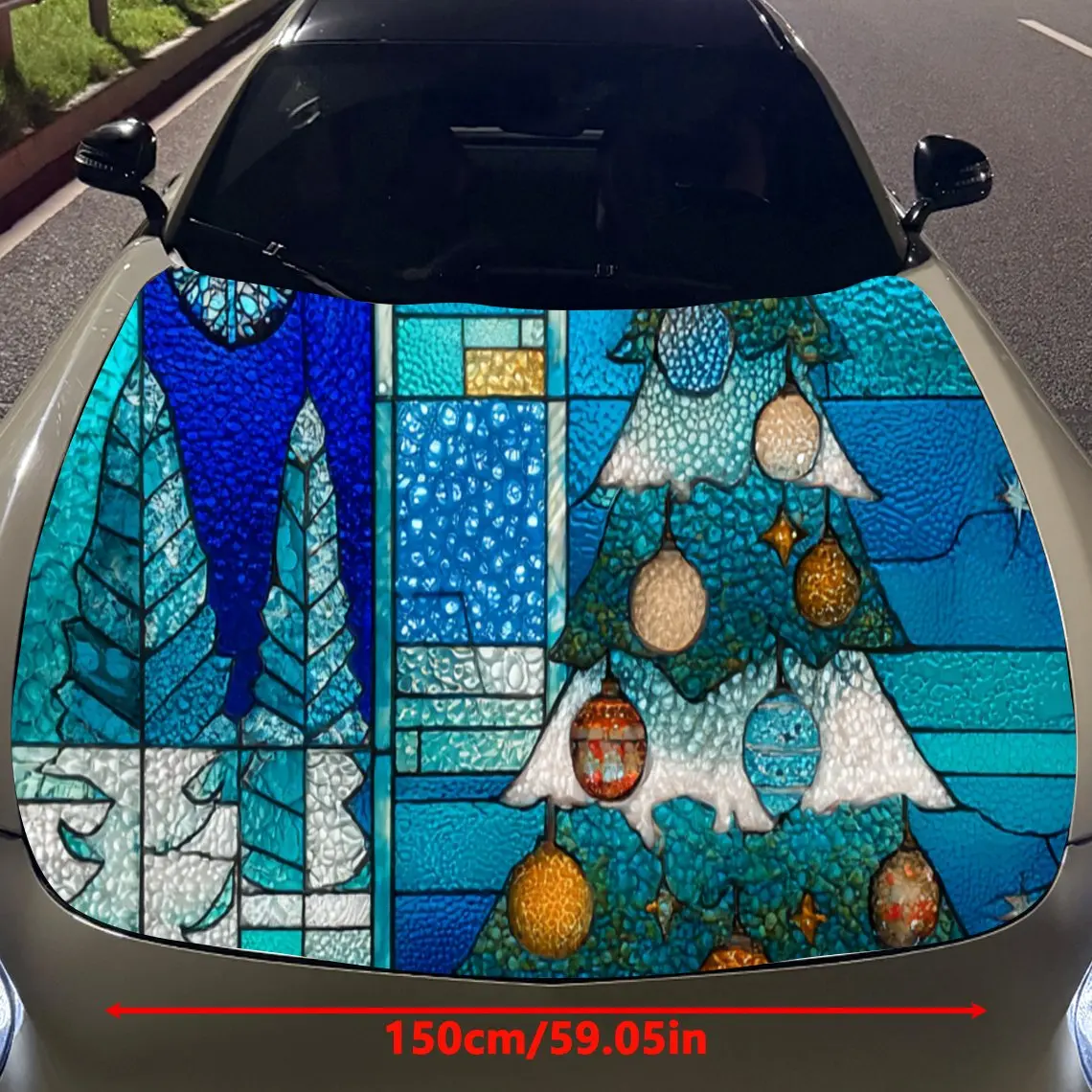 Colorful Window Prism Christmas Tree Car Hood Vinyl Stickers Car Surface Protection Decal Car Decoration Cover Vinyl Wraps Water