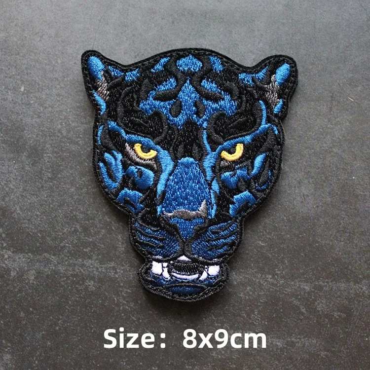 Animal Embroidery Hook&loop Patch Panda Armband Shark Jungle King Tiger Head Emblem Morale Badge Backpack Sticker Camping Large