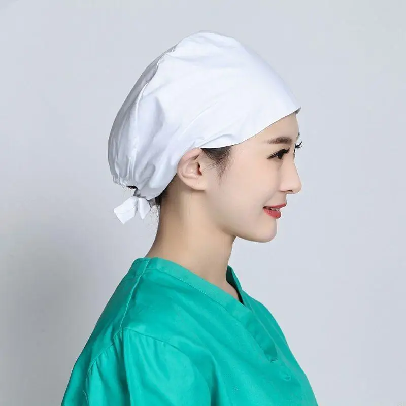 Womens Mens Solid Color Adjustable Scrub Cap Doctor Nurse Hospital Dental Clinic Lab Operation Bouffant Hat Y08E