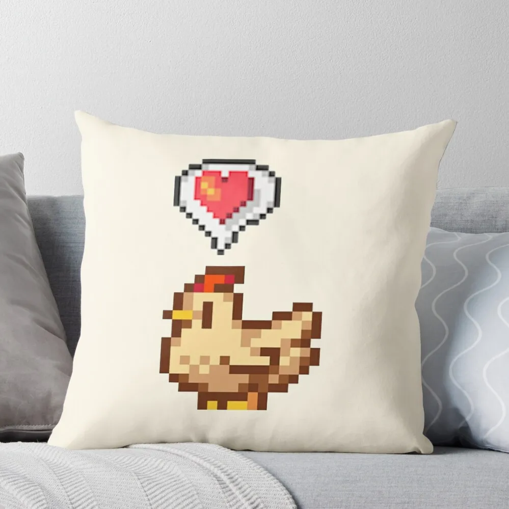 

Stardew Valley Happy White Chicken Throw Pillow Decorative pillow case Pillow Cases Decorative Cushion