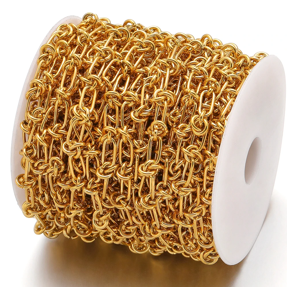 1 Meter Stainless Steel Gold Chunky Knot Big Chains for DIY Hip Hop Men Necklaces Findings Bracelets Supplies Jewelry Making