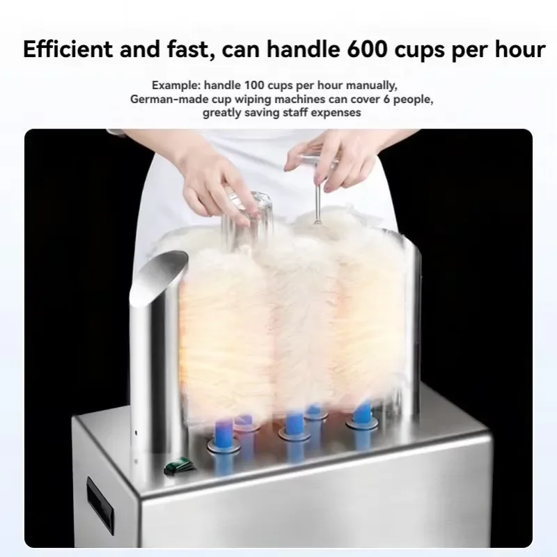 Commercial 5 Head Electric Cup Washer Machine for Bar Hotel Restaurant Glass Cleaning Drying and Polishing Equipment Heavy