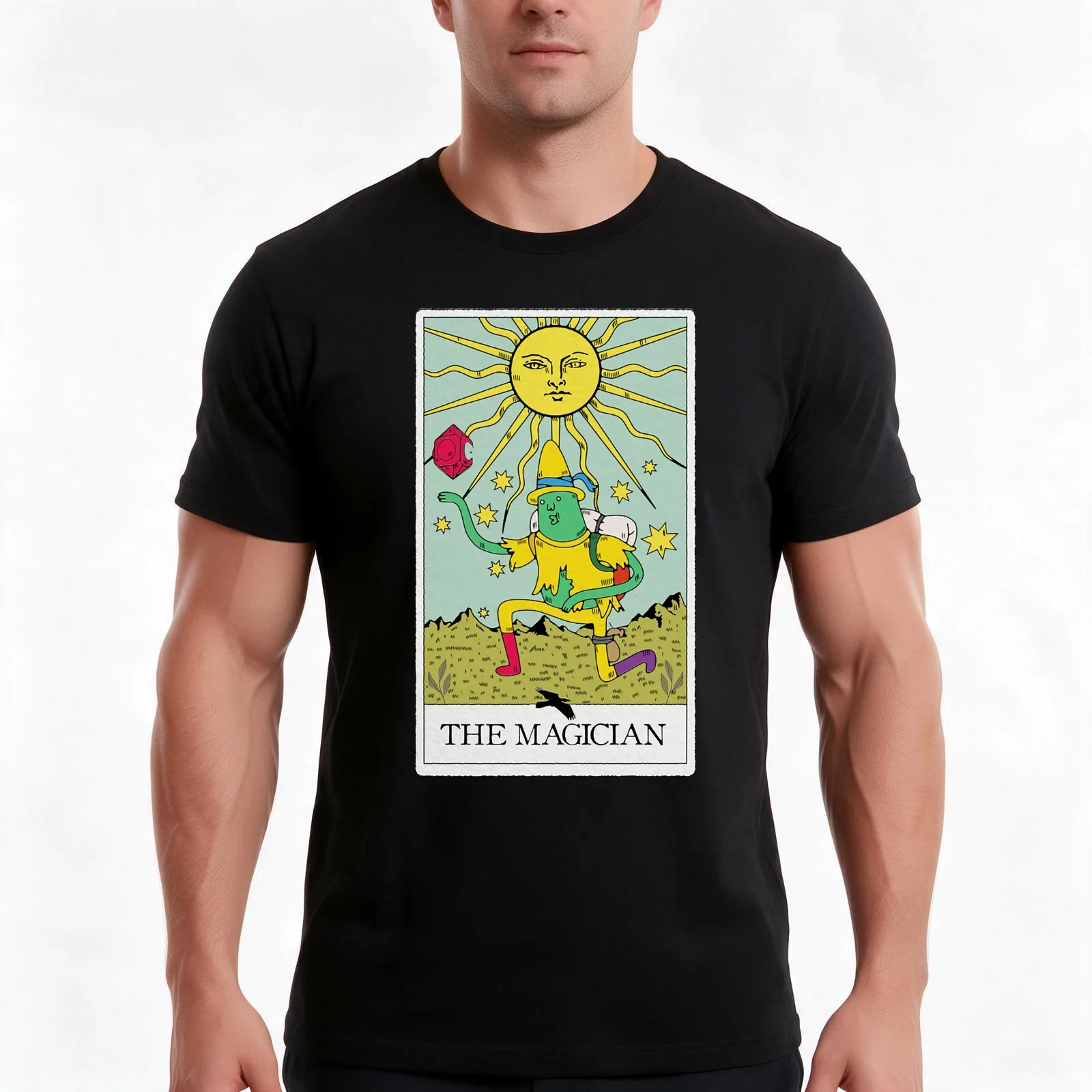 Magic Man Tarot Card - The Magician T-Shirt, Summer Casual Cotton Tee, Oversized Streetwear Tops, Vintage Graphic Print