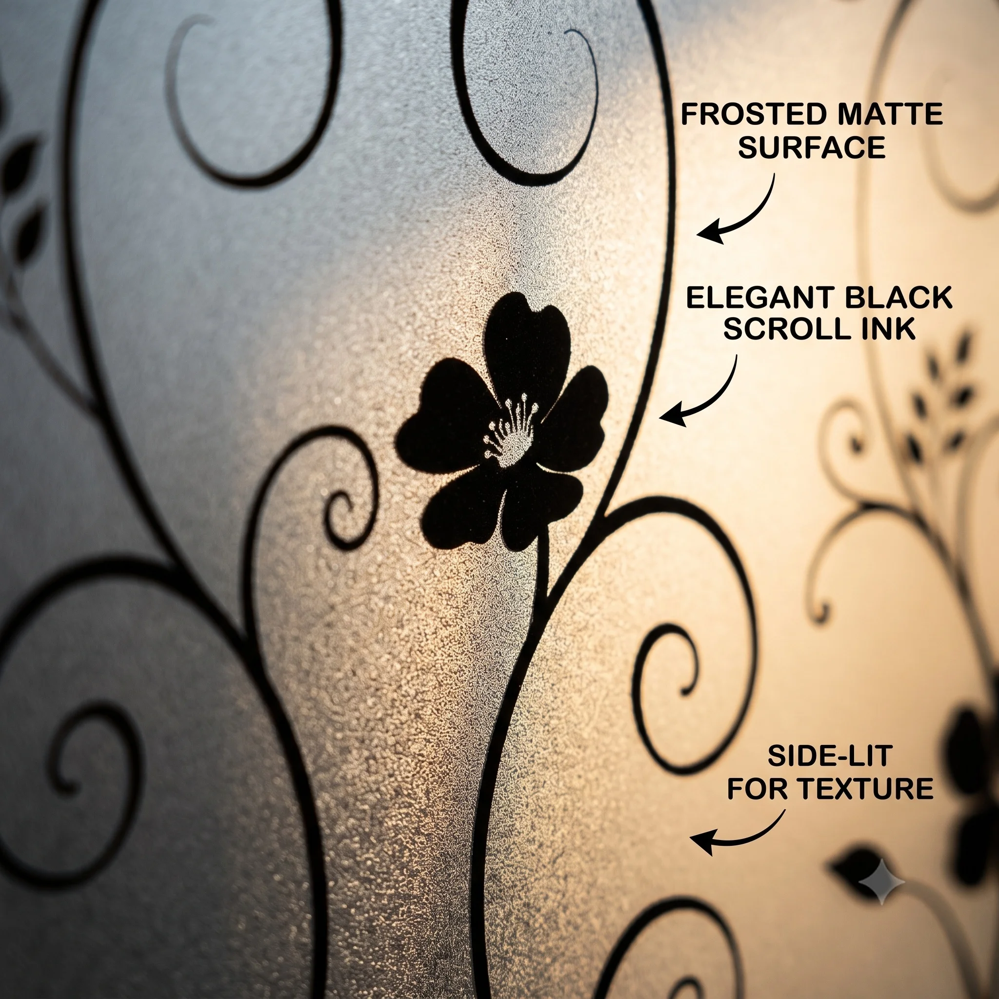 Frosted Vine Flower Self-Adhesive Window Film Decorative Privacy Glass Covering for Home Decor