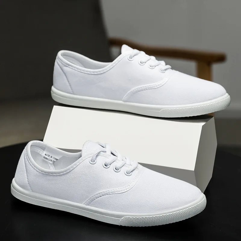 2025 Lace-Up Shoes Woman Large Size 42 Canvas Casual  Off White Shoes Breathable Wear Resistant Slip Platform Vulcanize Shoes