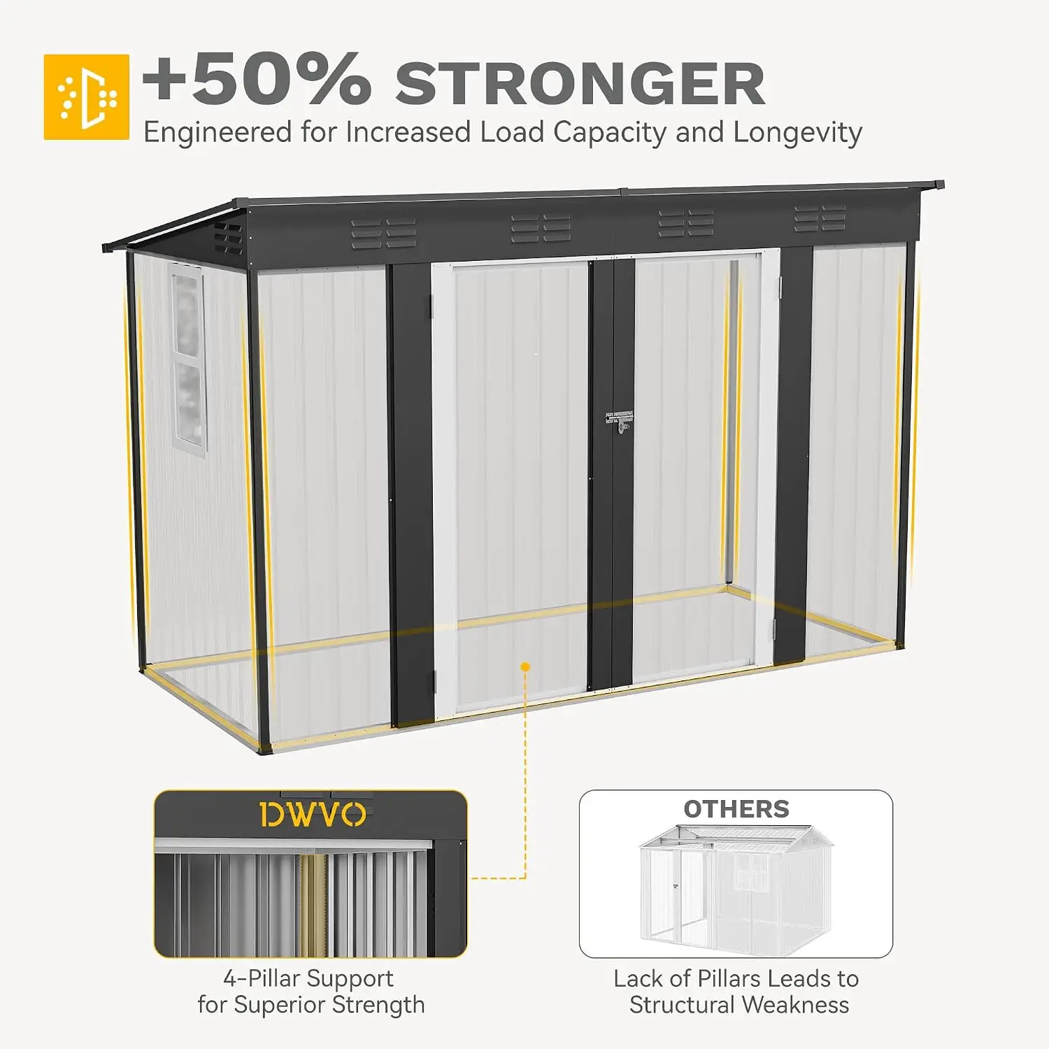 9' x 4' Outdoor Storage Shed with Windows, Lockable Double Doors, Sloped Roof, Heavy-Duty Steel Shed for Garden &, Custom - view 6