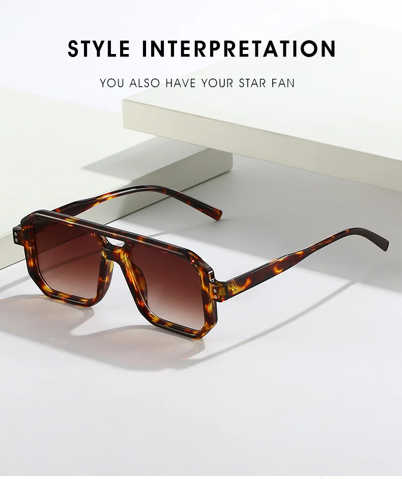 Neue Vintage Quadratische Sonnenbrille für Damen und Herren Marken-Rechteck-Sonnenbrille Ovale Brillen für Männer und Frauen – Detail 5