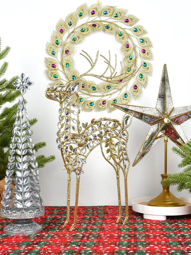 

Nordic wrought iron Christmas tree elk pentagram decoration