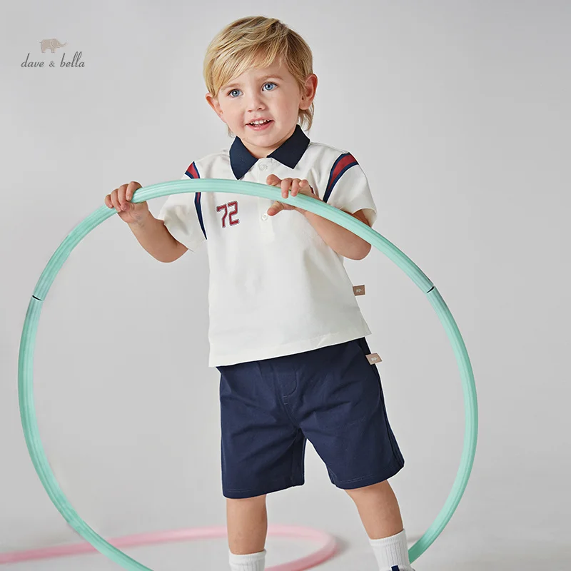 Dave Bella Boy's Suit 2024 New Summer Clothes Children's Short-Sleeved Clothes Shorts Baby Two-Piece Set Sport DB2241261