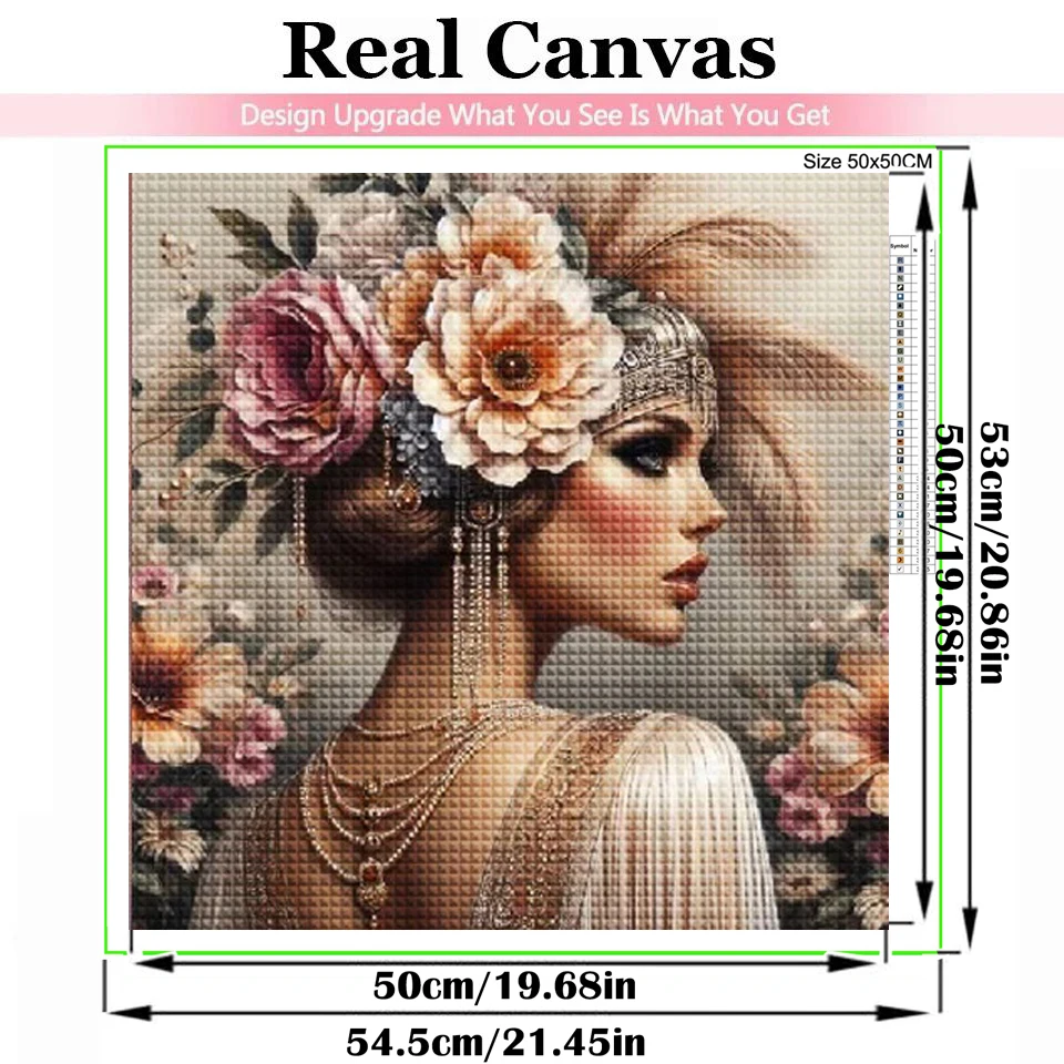 Frameless,Diamond Painting Beautiful Vintage Woman Flowers New Beads Embroidery Mosaic 5D Full Square Round Diamond Cross Stitch