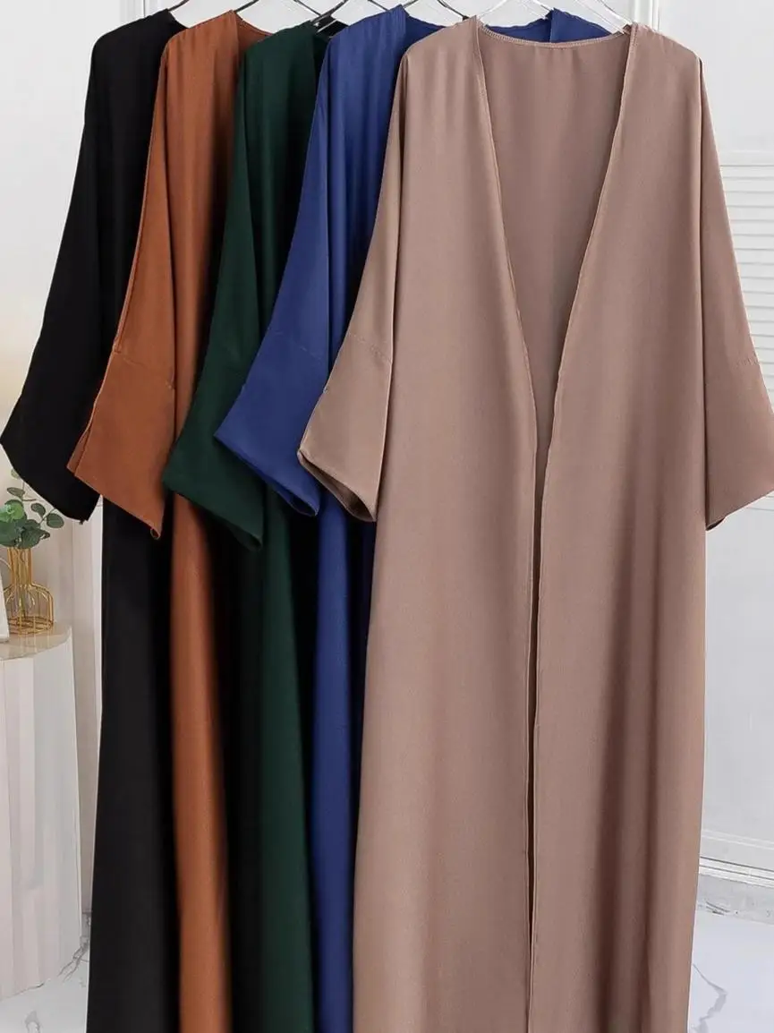 

Eid Women Abaya Cardigan Dress Solid Dubai Jalabiya Ramadan Vestidos Largos Party Dresses Arab Long Robe Morocco Dubai Kaftan