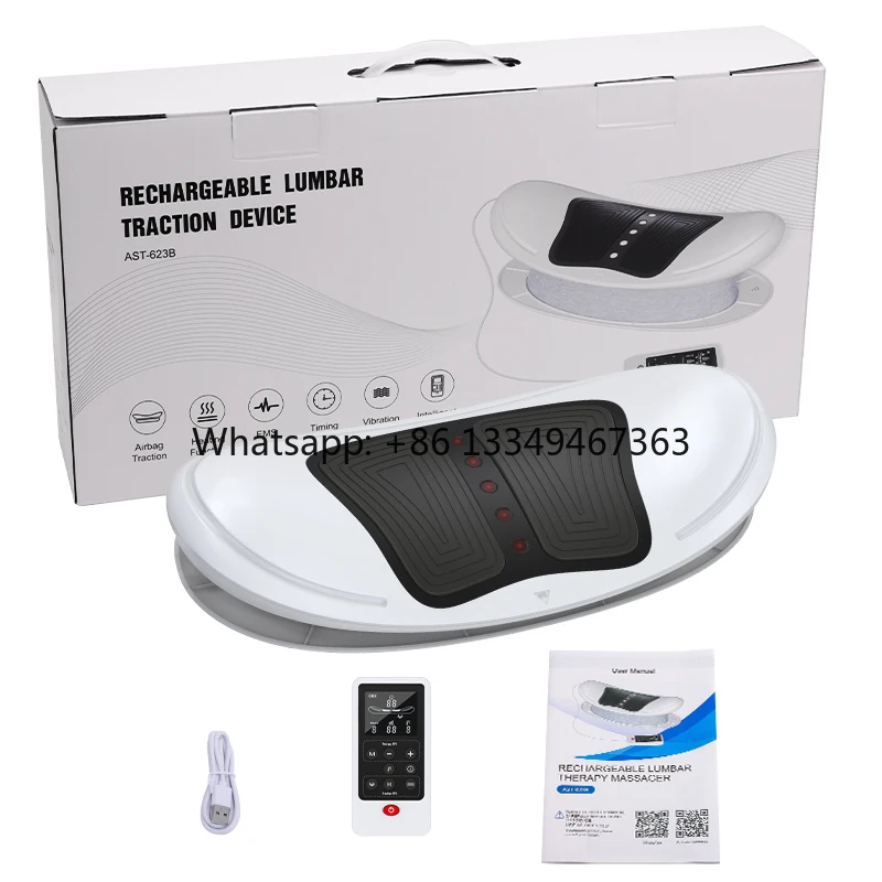 MultiFunctional Back Massager Stretcher Lumbar Traction with Heating Vibration EMS Back Massager