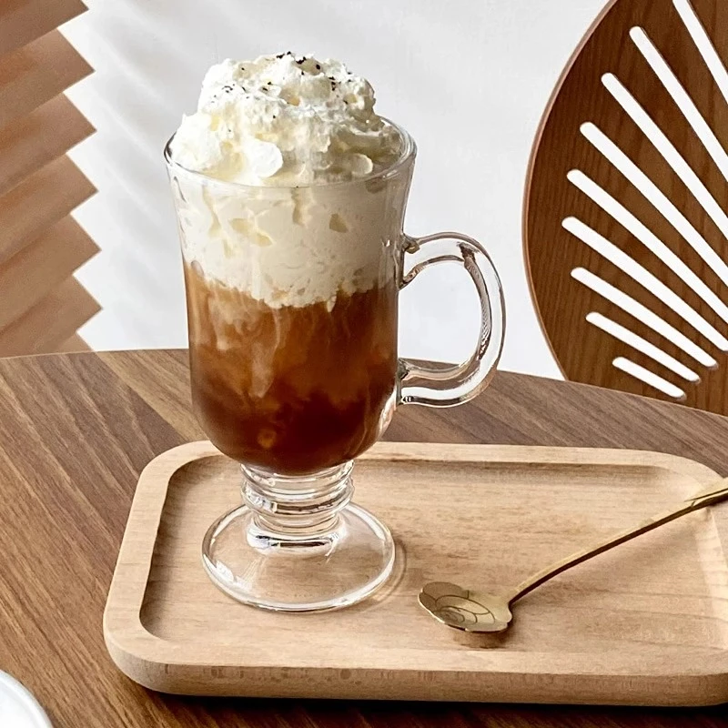 Irish Style Coffee Cups Creative Latte Cup Dessert Juice Glass With Handle Transparent Handle Milkshake Glasses Restaurant Tool