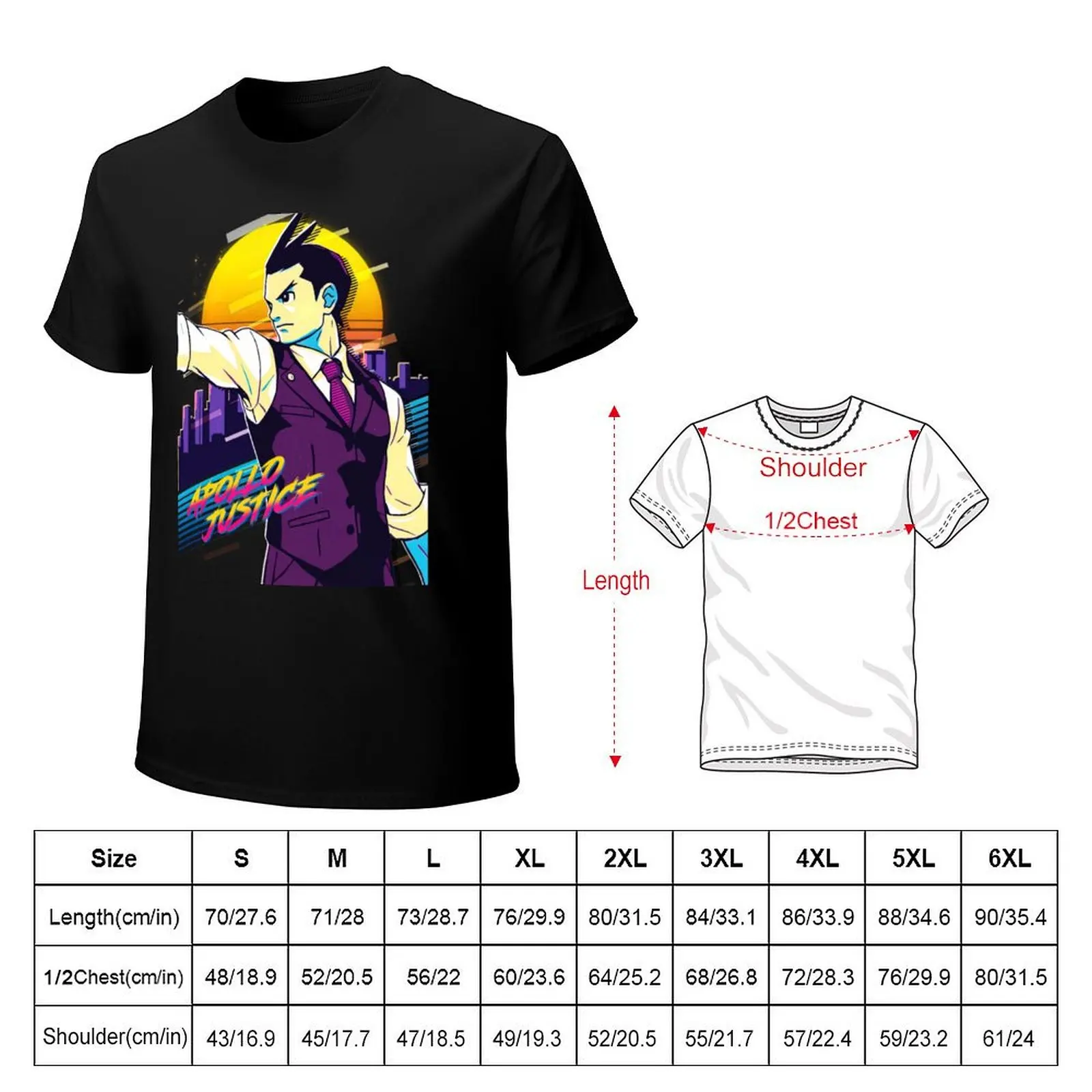 Ace Attorney Apollo Justice T-Shirt Minimalist Casual Short Sleeve Top