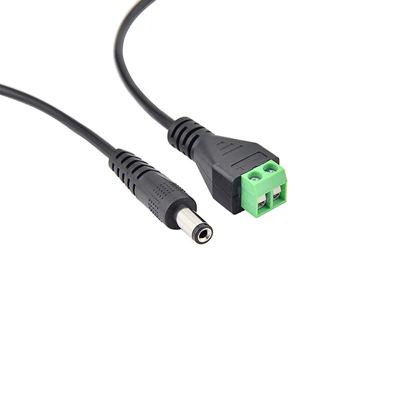Screw terminals connected to DC5.5*2.1 power extension cable, used for the LED lights security monitoring cameras DC5521