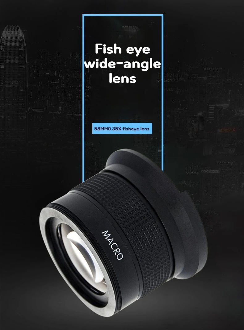 DSLR lens suitable for Canon Nikon Sony 58MM ultra wide angle lens fisheye lens