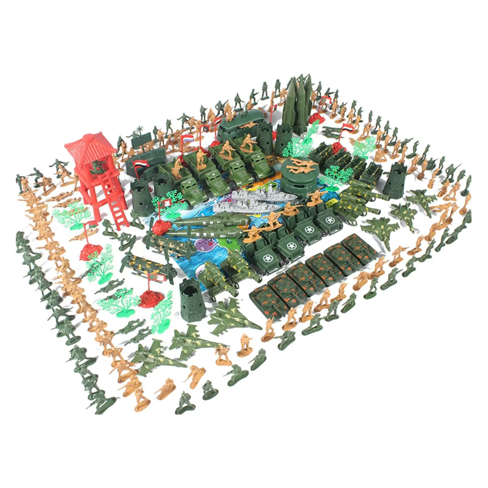 289pcs Army Play Set Cool Figures and Soldiers Artillery Fighter Armored Vehicle Model Accessories Toys Pretend Play