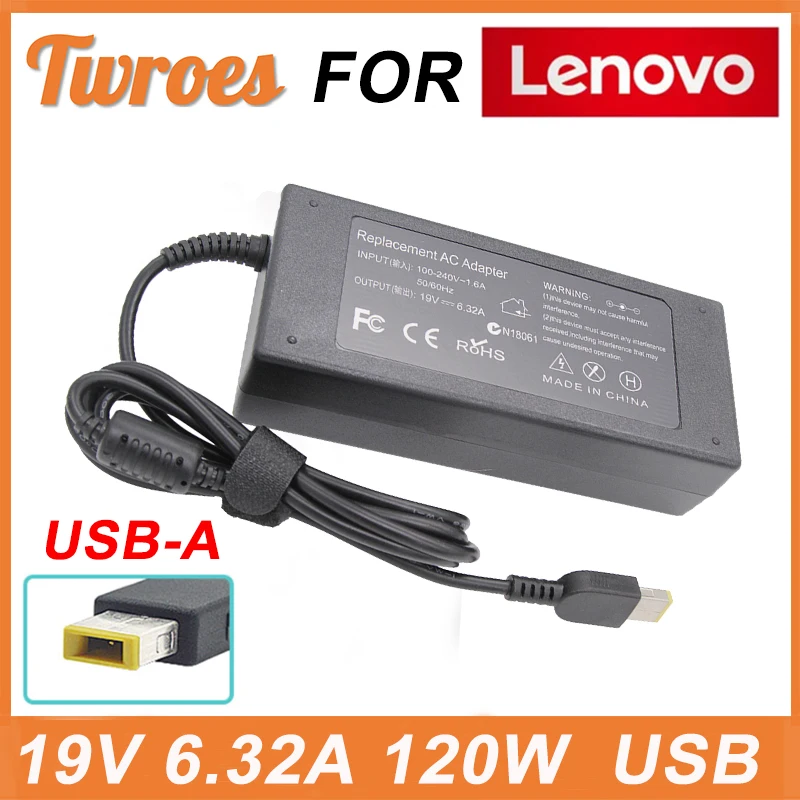 19V 6.32A 120W USB For Lenovo Laptop Charger AC Adapter C360 C355 C560 C365 C4030 C455 5030 C3040 S4005 S50 PA-1121-04 A61e M57