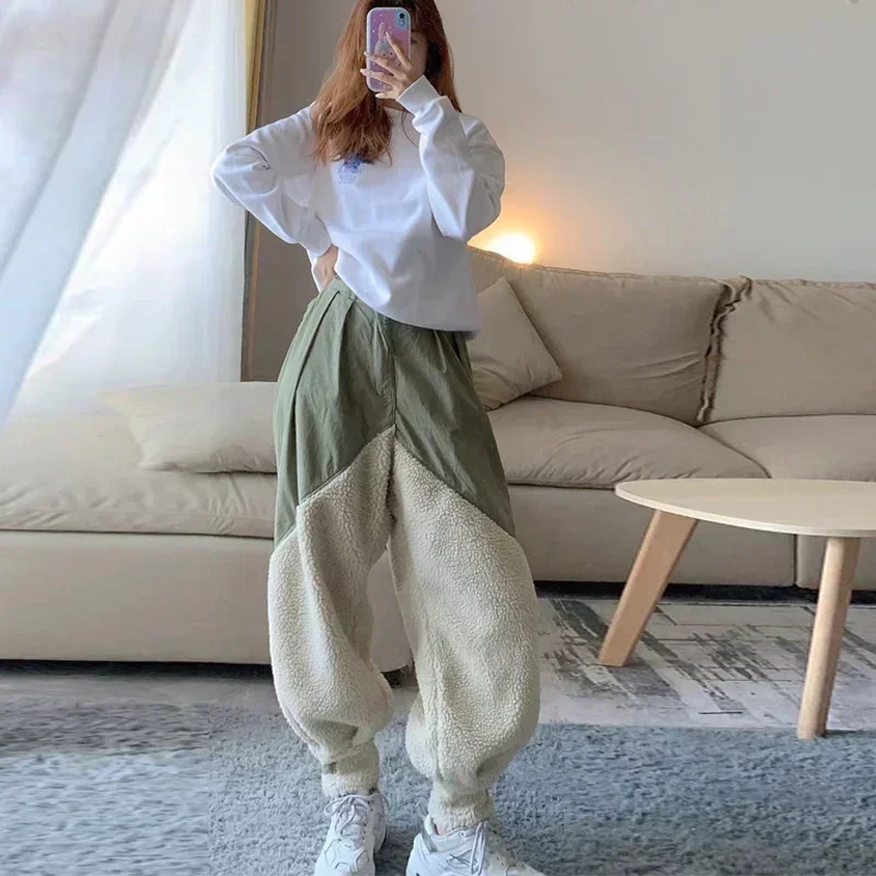 KAPITAL Hirata Hohiro Cordeiro Cashmere Emendado Amekaji Trabalho Estilo Casual Masculino Solto Verde Harlan Calças