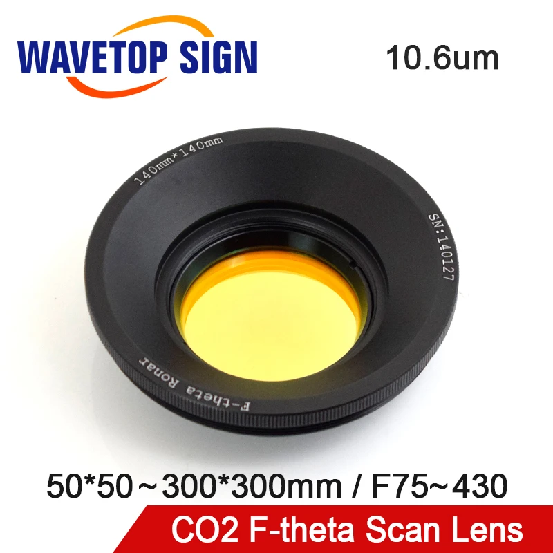 WaveTopSign CO2 F-theta Scan Lens Field Lens for CO2 Galvo Marking System F75-430mm 50*50-300*300mm