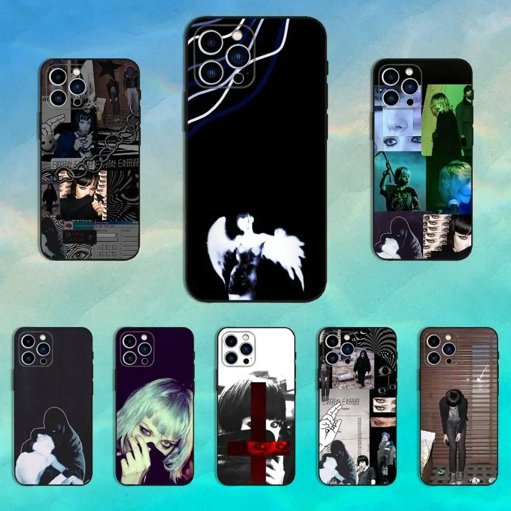 Чехол для телефона C-Crystals с ремешком C-Castles для iPhone 16,15,14,13,12,11 Plus, Pro Max, XS, XR, SE, Mini, 8,7, мягкий силиконовый черный чехол