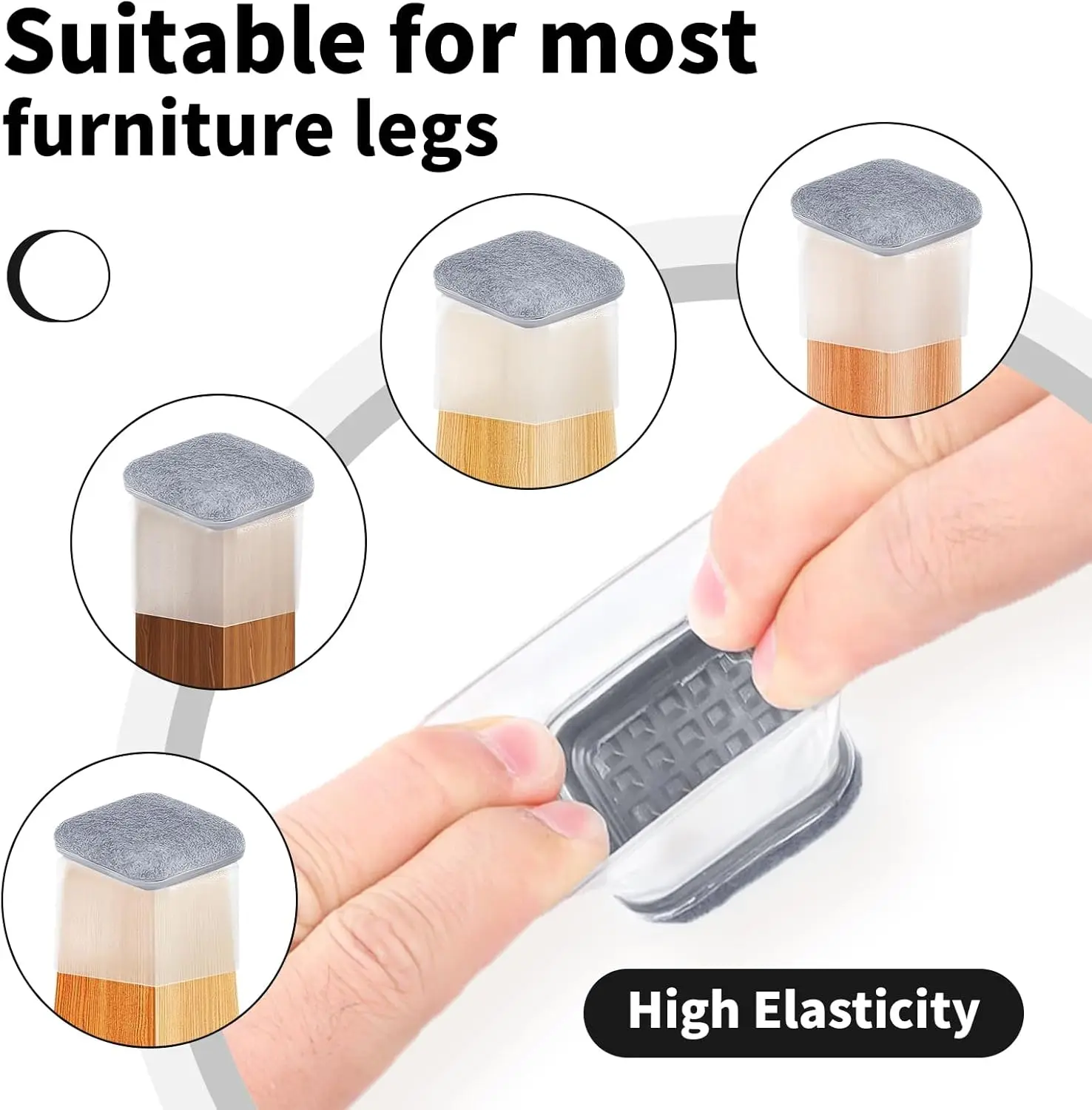 8PCS Grey Chair Leg Protector Foot Cover Diagonal Gray with Thick Wrap Felt Pads Silicone Furniture Table Feet  Protect Floors image 5