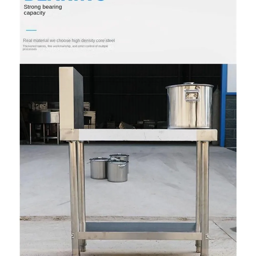 Commercial furnace assembly table, stainless steel seasoning and sauce table, double-layer storage rack, kitchen workbench