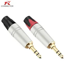 8pcs/4pairs 3.5mm jack connector 3poles gold plated jack 3.5mm audio connector max. 6mm wires red + black color