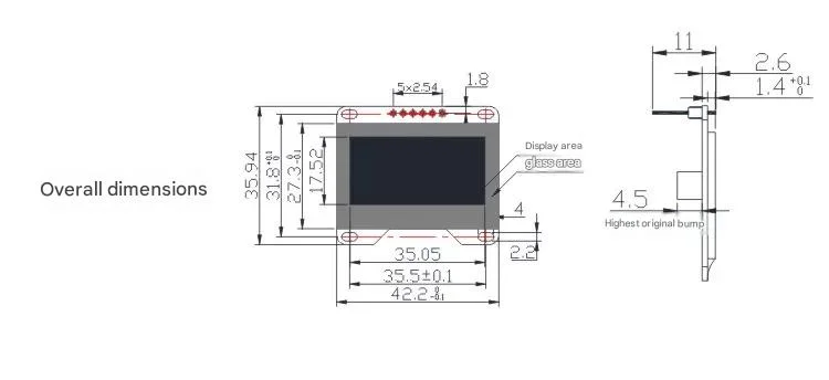 1.54-inch White OLED Module 128*64 IIC I2C, compatible with Arduino and 51 MCU