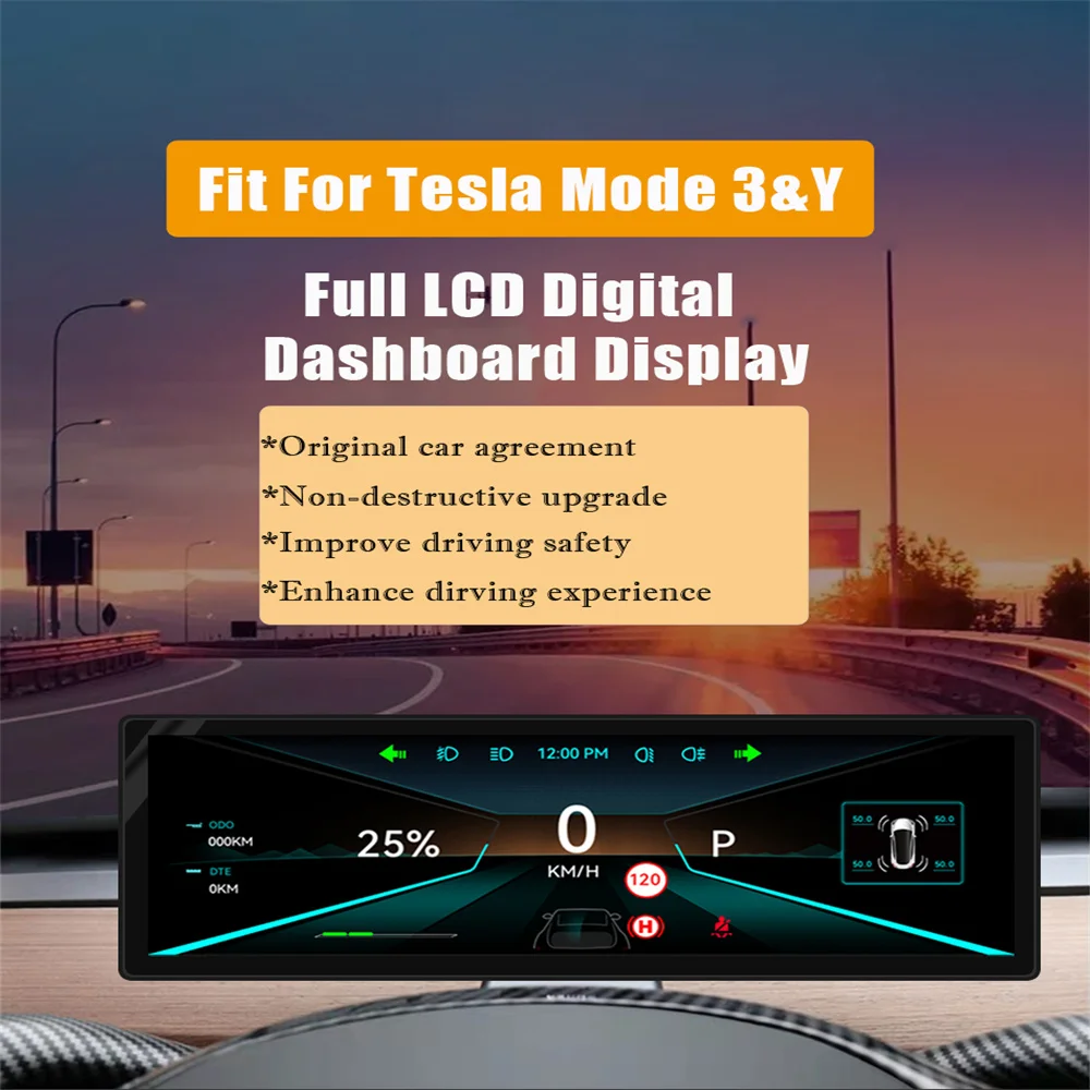 For Tesla Model Y 3 Display Dashboard 8 inch Cluster Instrument HD LCD Meter Speedometer For Tesla Modification Car Accessories