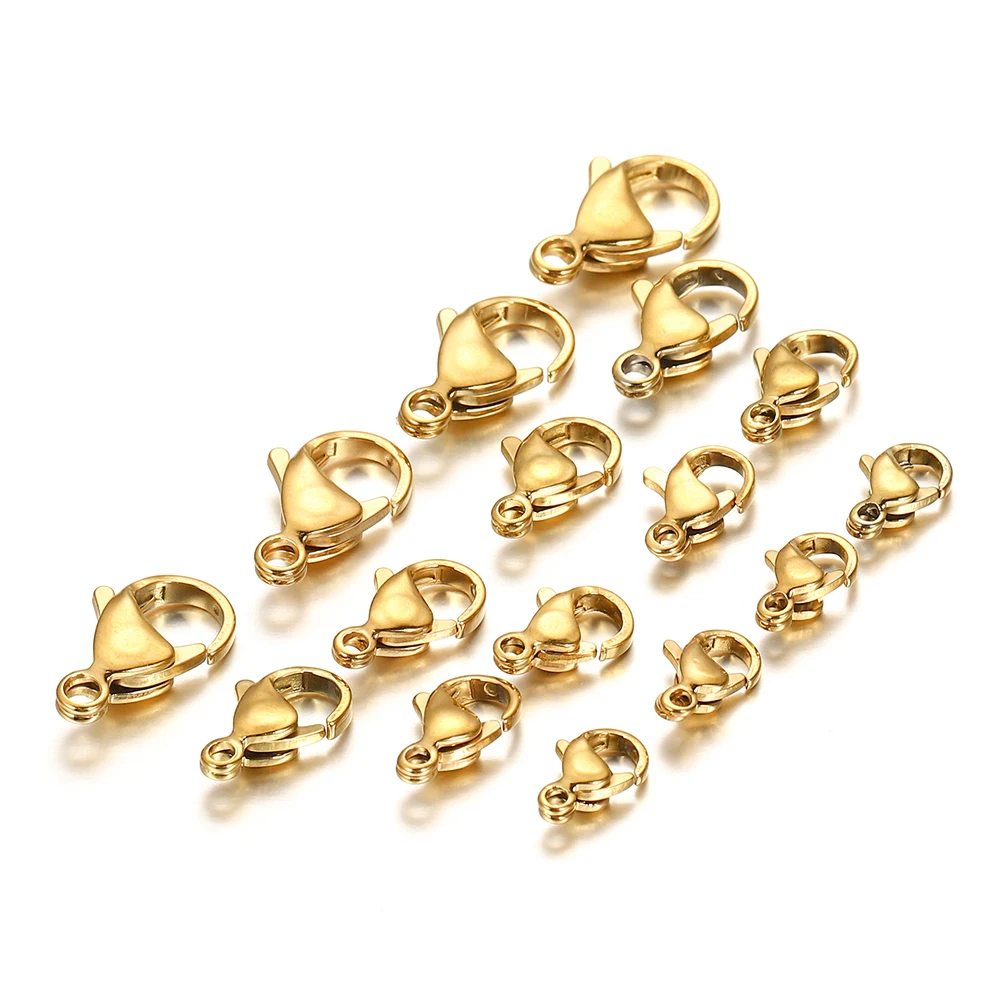 30Pcs/lot Stainless Steel Gold Plated Lobster Clasp Claw Clasps For Bracelet Necklace Chain Diy Jewelry Making Findings Supplies