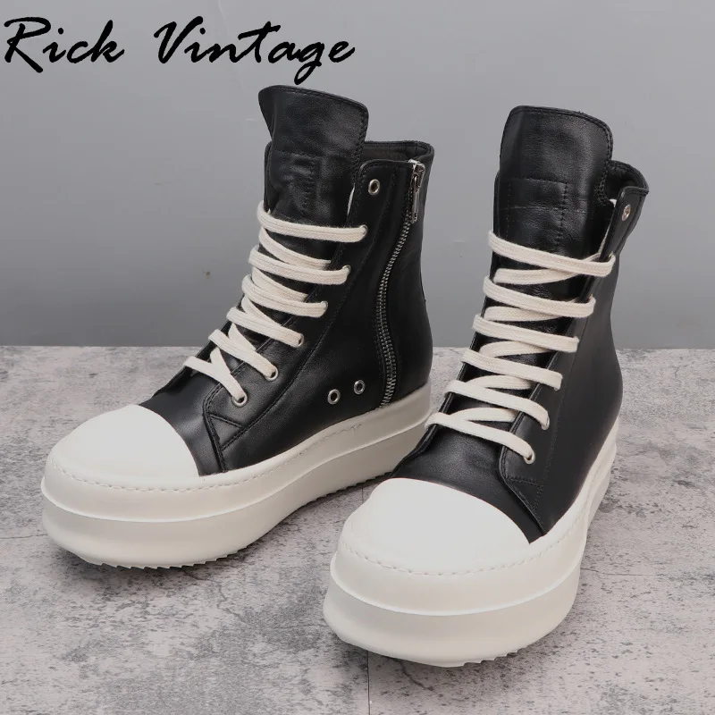 Ro Casual Shoes Men Lace Up Genuine Leather Sneakers Thick Sole Owen Geobasket Designer Sneakers Women Brand Ankle Boots