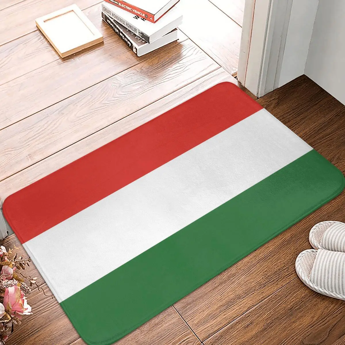 Hungary Flag Bath Mat Anti-Slip European Toilet Pad Quick Dry for Shower Home Entrance Floor Mat Absorbent Bathroom Mats