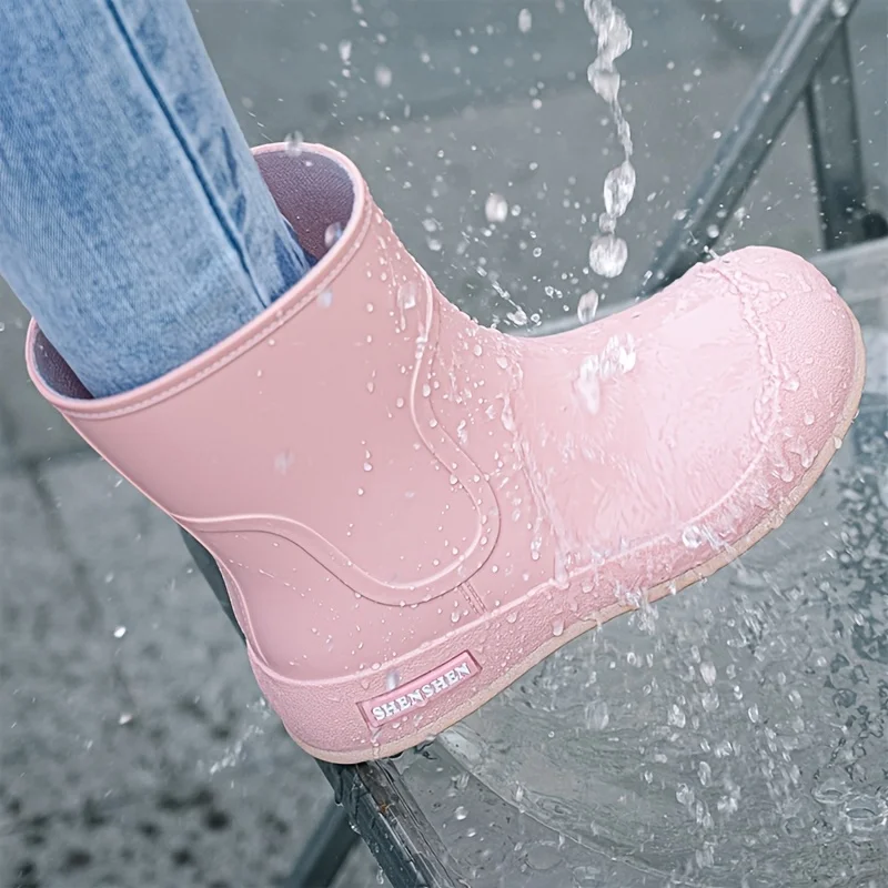 Unisex Waterproof Rain Boots Men Women Short Ankle Boots Slip On Lightweight Non Slip Durable Outdoor Mud Festival Camping Shoes